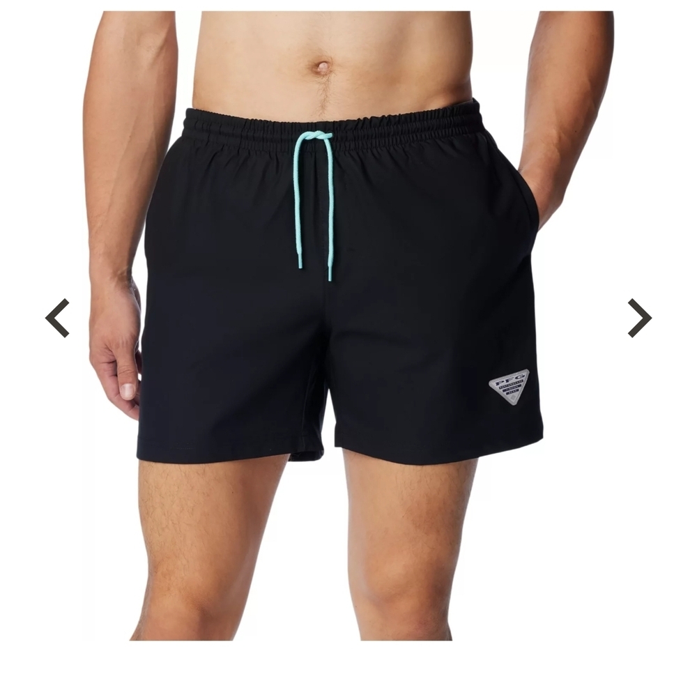 Columbia Men's Black PFG Water Short with Aqua Drawstring XL NWT